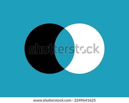 Two circles joined together. differences or conflicts. irreconcilable concept