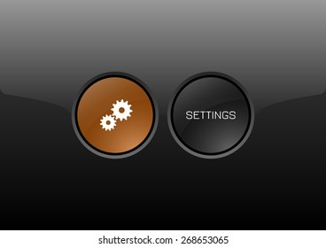 Two circles as modern glossy buttons SETTINGS. Vector icons.