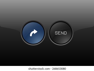 Two circles as modern glossy buttons SEND. Vector icons.