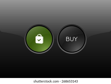 Two circles as modern glossy buttons BUY. Vector icons.