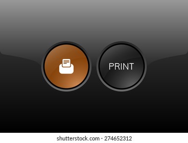 Two circles as modern glossy buttons PRINT. Vector icons.