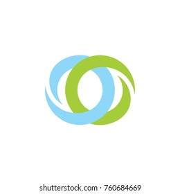 two circles objects linked logo vector