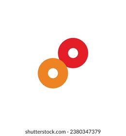 Dos círculos, símbolo geométrico de contorno simple vector de logotipo