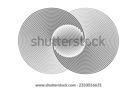 Two circles in a spiral or infinity symbol. Art lines illustration as logo or tattoo, icon.
