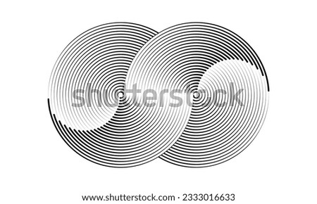 Two circles in a spiral or infinity symbol. Art lines illustration as logo or tattoo, icon.