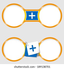 two circles for text with an plus sign