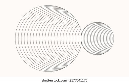 Two circles with transition lines. Art lines design as tattoo, logo or icon.