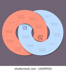 Two circles - trendy design template for infographics and website templates or design graphic for business. Vector EPS10