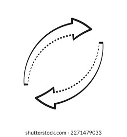 Two circular arrows black. Reload symbol. Vector illustration.