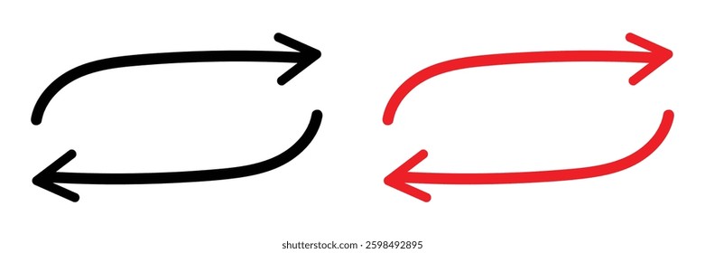 Two Circular Arrows icon Indicating a Looping Action vector on white background