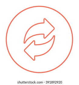 Two circular arrows line icon.