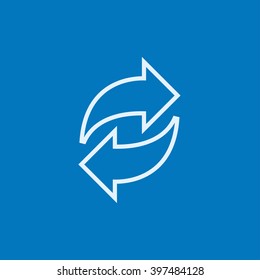 Two circular arrows line icon.