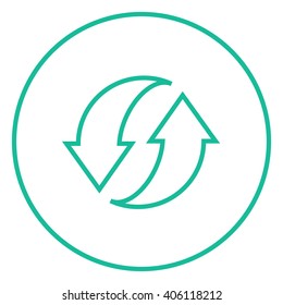 Two circular arrows line icon.