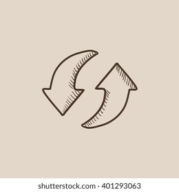 Two circular arrows sketch icon.