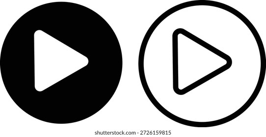 Two circular buttons with play symbols isolated on white background