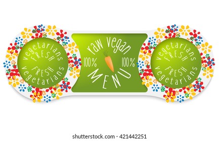 Two circular connected boxes and raw vegan menu icon