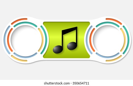 Two circular connected boxes for your text and music icon
