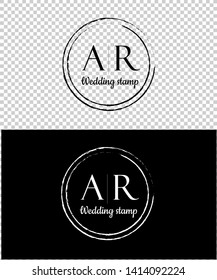 Two circular designs of wedding stamps.
