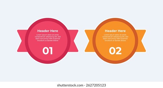 Dois cabeçalhos infográficos circulares com números um e dois.
