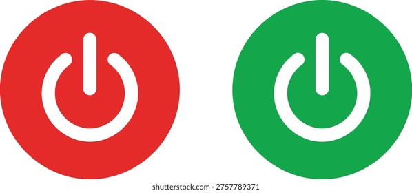Two circular power switches in contrasting colors indicating on and off states Vector