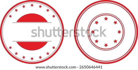 Two circular star badge templates with upper and lower halves for editable promotional label design