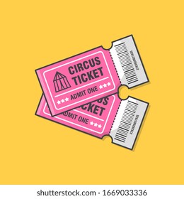 Two Circus Tickets Vector Icon Illustration. Ticket For Entrance To The Event