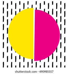 Two cirlcle slice in retro memphis style