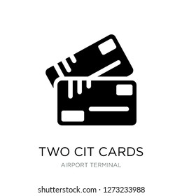 two cit cards icon vector on white background, two cit cards trendy filled icons from Airport terminal collection, two cit cards simple element illustration