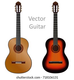 Two classic guitars. Detailed vector illustration. Guitar with beautiful black and red coloration.