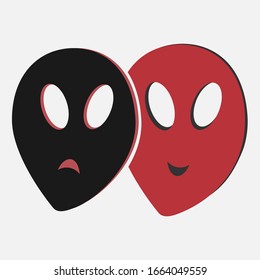 Dos teatros clásicos enmascaran una triste y alegre comedia y tragedia.