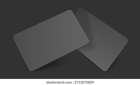 Two Clear Black 3D Credit Cards Mockup Template. EPS10 Vector