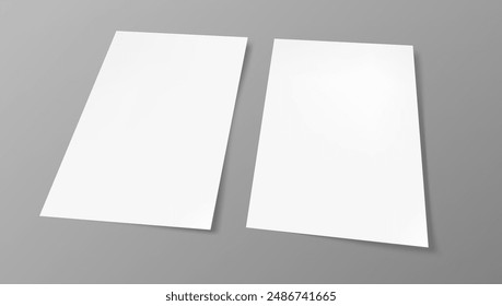 Two Clear Flyers Sheets On Gray Table Background. EPS10 Vector