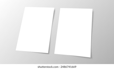 Two Clear Flyers Sheets On Gray Table Background. EPS10 Vector