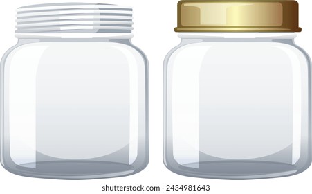 Two clear glass jars with metal lids