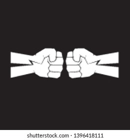 Two clenched fists bumping. Conflict, protest, brotherhood or clash concept vector illustration