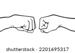 Two clenched fists bumping together