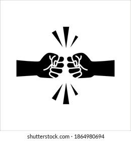 Two clenched fists bumping together. The concept of conflict, confrontation, resistance, competition, struggle. icon vector on white background. color editable