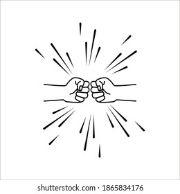 Two clenched fists bumping together. The concept of conflict, confrontation, resistance, competition, struggle. icon vector on white background. color editable