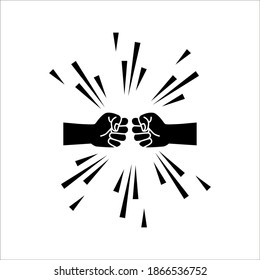 Two clenched fists bumping together. The concept of conflict, confrontation, resistance, competition, struggle. icon vector on white background. color editable