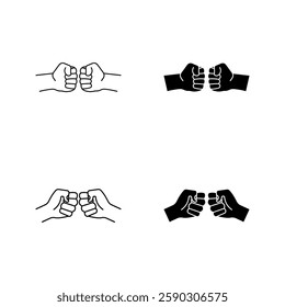 Two clenched fists bumping together icon set color editable