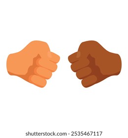 Two clenched fists facing each other are about to punch, in this illustration about confrontation
