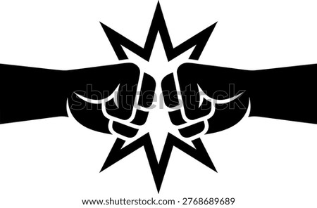 Two clenched fists grasping a star symbol in unity and strength