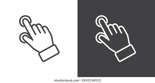 Zwei Klick Fingergesten Symbol, halten Gesten Symbol. Hand berühren Gesten, Vektorgrafik auf schwarz-weißem Hintergrund. Moderne Umrisssymbole.Finger Touch Gesture Symbol.
