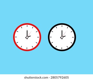 Two clock icons, one red and one black outlined, on a light blue background