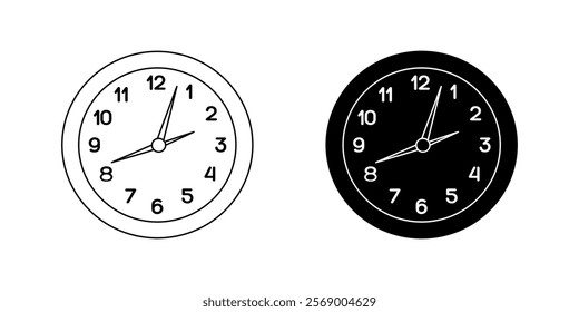 Two clocks with the numbers 1 to 12 on them. Vector icons