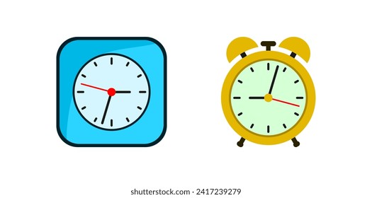 Two clocks, one showing the time, suitable for time management concepts, scheduling, business meetings.