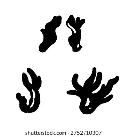 Two Close Poison Fire Coral Mushrooms Monochrome Hand Drawn Vector Illustration