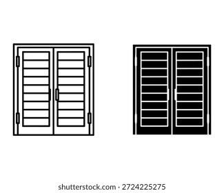 Duas janelas fechadas em preto e branco fechadas obturadores lado a lado