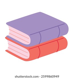 Two closed books in cartoon style. Vector illustration isolated on light background