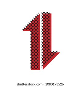 Two closest arrows up-down sign. Vector. Brown icon with shifted black circle pattern as duplicate at white background. Isolated.